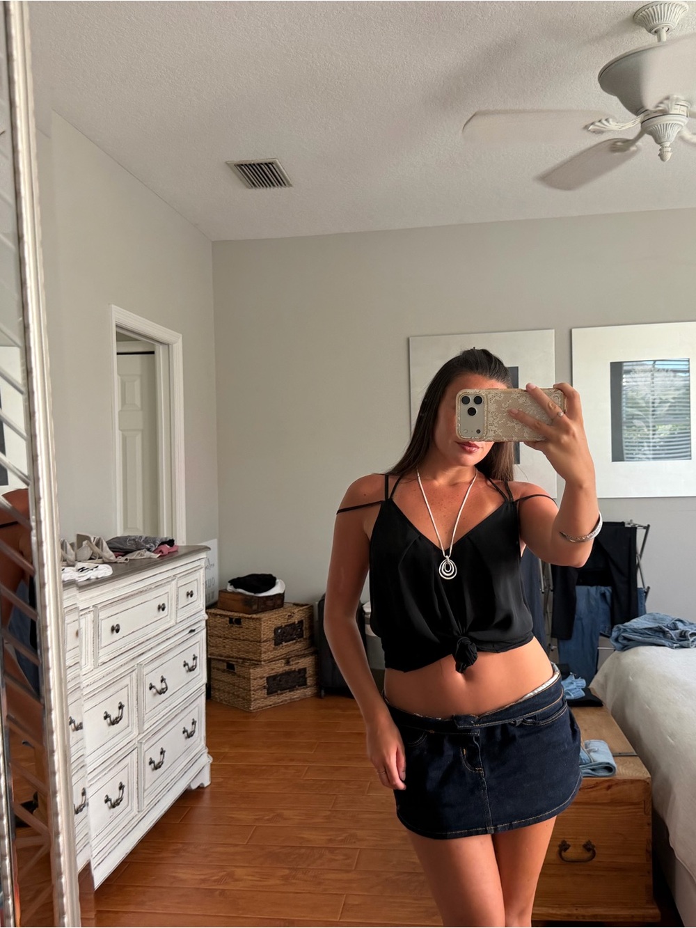 Express Black Strappy Tie-Front Camisole